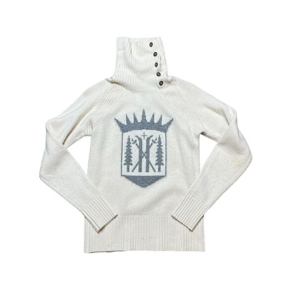 ALPS & METERS Ski Race Knit Monarch Sweater Cream Gray Size Medium - Picture 1 of 8